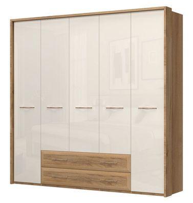 Drehtürenschrank / Kleiderschrank mit Rahmen Gataivai 48, Farbe: Beige Hochglanz