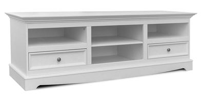 TV-Unterschrank Gyronde 10, Kiefer massiv Vollholz, weiß lackiert - 53 x 167 x 5