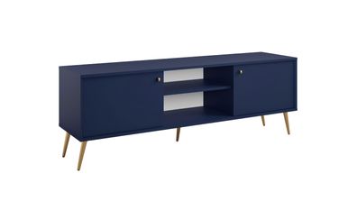 TV-Board / TV-Schrank mit zwei Türen Egaleo 04, vier Fächer, Farbe: Dunkelblau,