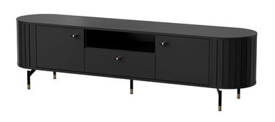 TV-Unterschrank Annelin 13 in Schwarz mit Dekorleisten, 49 x 180 x 40 cm, TV-Boa