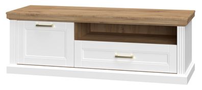 TV-Unterschrank Lotofaga 06, Farbe: Weiß / Walnuss - 52 x 151 x 54 cm (H x B x T