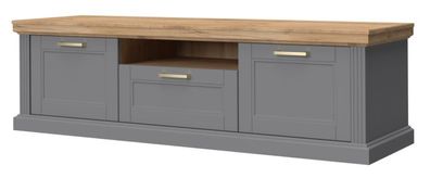 TV-Unterschrank Lotofaga 07, Farbe: Grau / Walnuss - 52 x 177 x 54 cm (H x B x T