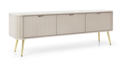 TV-Möbel Makreb 05 in Kaschmir, 57 x 168 x 39 cm, Beine aus Metall in Gold, 3 Fä