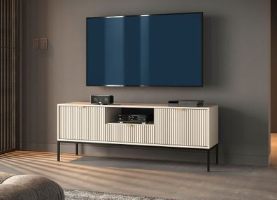 TV-Schrank / TV-Möbel mit geriffelter Front Worthing 71, Farbe: Kaschmir, eine S