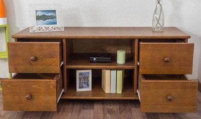 TV-Unterschrank Kiefer Vollholz massiv Eichefarben 002 - Abmessung 55 x 136 x 47