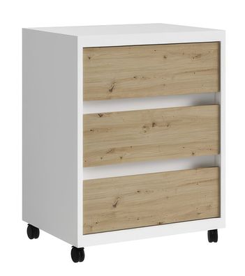 Rollcontainer "Merosina" 08, Farbe: Eiche Artisan / Weiß - Abmessungen: 66 x 50