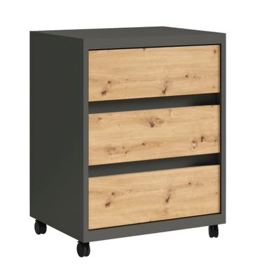 Rollcontainer "Merosina" 08, Farbe: Eiche Artisan / Dunkelgrau - Abmessungen: 66