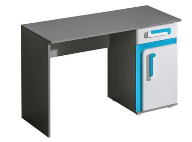 Jugendzimmer - Schreibtisch Oskar 09, Farbe: Anthrazit / Weiß / Blau - 80 x 120
