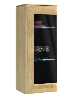 Hängeschrank "Lipik" 19, Farbe: Eiche / Schwarz, teilmassiv, Türanschlag Links