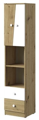 Schrank Sirte 05, Farbe: Eiche / Weiß matt - Abmessungen: 190 x 40 x 40 cm (H x