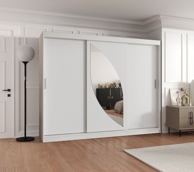 Kleiderschrank Jorasses 22, Farbe: Weiß, zwei Spiegeltüren, 2,5 Meter breit, Sch