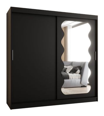 Schiebetürenschrank / Kleiderschrank Bernina 19, Farbe: Schwarz, 2 Meter breit,