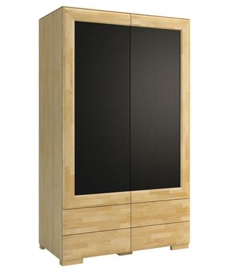 Drehtürenschrank / Kleiderschrank "Lipik" 39, Farbe: Eiche / Schwarz, teilmassiv