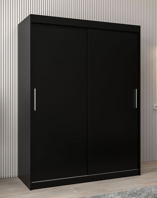Schiebetürenschrank / Kleiderschrank Bisaurin 3A, Farbe: Schwarz - Abmessungen: