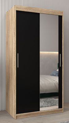 Schiebetürenschrank / Kleiderschrank Bisaurin 1C mit Spiegel, Farbe: Eiche Sonom