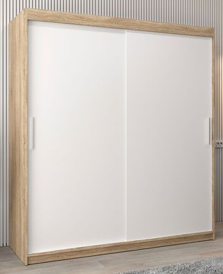 Schiebetürenschrank / Kleiderschrank Bisaurin 4A, Farbe: Eiche Sonoma / Weiß mat