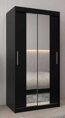 Schiebetürenschrank / Kleiderschrank Bisaurin 1B mit Spiegel, Farbe: Schwarz - A