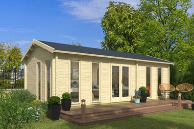 Gartenhaus aus nordischen Fichtenholz, Grundfläche: 32 m², 70 mm Blockbohlenhaus
