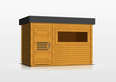 Gartensauna Lut 40 mm mit großem Panoramafenster, Außenmaße (B x T): 354 x 204 c
