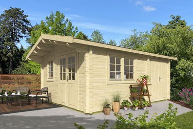 Gartenhaus aus 70 mm Blockbohlenhaus, aus nordischen Fichtenholz, Grundfläche: 2