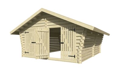 Holzschuppen / Gerätehaus aus Kiefernholz, Satteldach, 40 mm Blockbohlenhaus, Do