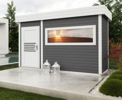 Gartensauna Lut 40 mm mit großem Panoramafenster, Außenmaße (B x T): 354 x 204 c
