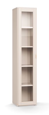 Vitrine | schmal | inkl. LED-Beleuchtung | Farbe: Beige | Maße: 39 x 40 x 185 cm