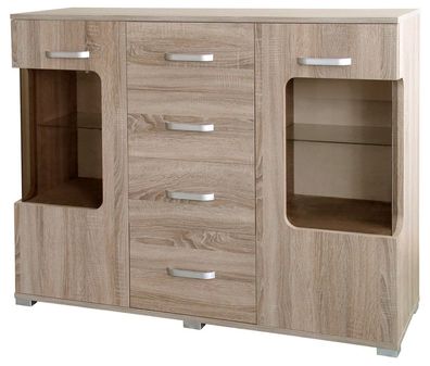 Vitrine Kikori 20, Farbe: Sonoma Eiche - Abmessungen: 103 x 130 x 40 cm (H x B x
