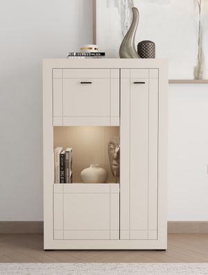 Vitrine | Farbe: Kaschmir | klein | 1 Glastür | Maße: 83,5 x 35 x 130 cm | 1 Dre