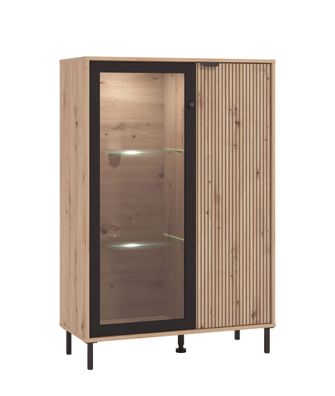 Vitrine mit sieben Fächer Zvesdara 05, eine Glastür, modernes Design Farbe: Eich