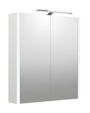 Badezimmer - Spiegelschrank Malegaon 04, Farbe: Weiß matt ? Abmessungen: 65 x 58