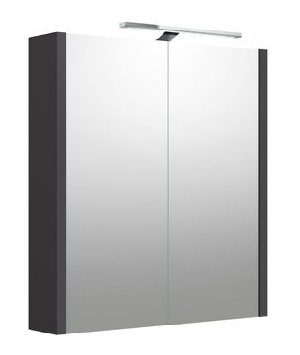 Badezimmer - Spiegelschrank Malegaon 05, Farbe: Grau matt ? Abmessungen: 65 x 58