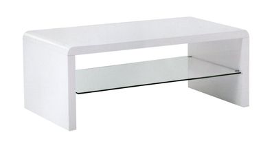 Couchtisch Dakoro 115, Farbe: Weiß Hochglanz - Abmessungen: 41 x 110 x 60 cm (H