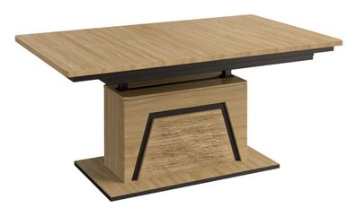 Esstisch höhenverstellbar und ausziehbar Kastav 27, Farbe: Eiche / Schwarz, teil
