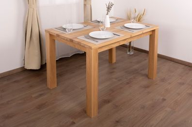 Esstisch Eiche Vollholz massiv natur Pirol 105 (eckig) - Abmessung 120 x 80 cm (