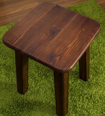 Hocker Kiefer massiv Vollholz Nussfarben 005 - Abmessung 45 x 35 x 35 cm (H x B