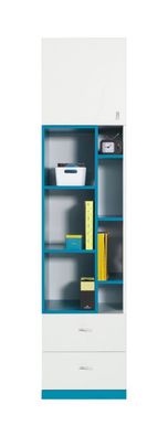 Jugendzimmer - Schrank "Geel" 06, Weiß / Türkis - Abmessungen: 195 x 45 x 40 cm