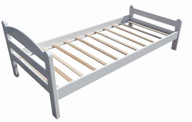 Jugendbett Damboa 09, Farbe: Weiß, Buche massiv - Liegefläche: 120 x 200 cm (B x