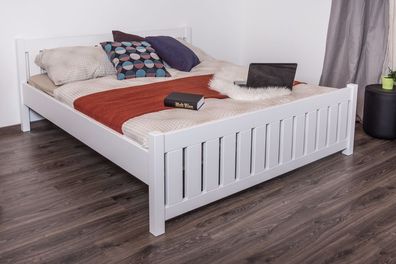 Doppelbett Kiefer massiv Vollholz weiß 65, inkl. Lattenrost - 180 x 200 cm (B x