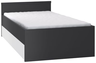 Kinderbett / Jugendbett Marincho 80 inkl. Schublade, Farbe: Schwarz / Weiß - Lie