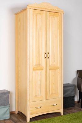 Kleiderschrank Kiefer Vollholz massiv natur Turakos 02 mit Kleiderstange - Abmes
