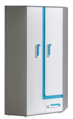 Jugendzimmer - Drehtürenschrank / Kleiderschrank Oskar 02, Farbe: Anthrazit / We