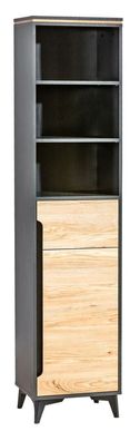 Schrank Amanto 3, Farbe: Schwarz / Esche - Abmessungen: 200 x 47 x 40 cm (H x B