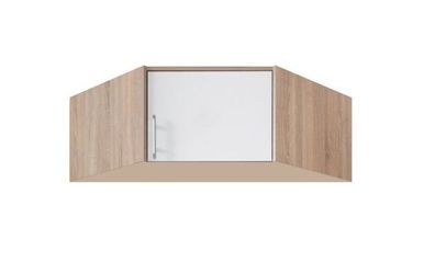 Schrankaufsatz Hannut 04, Farbe: Weiß / Eiche - Abmessungen: 40 x 95 x 95 cm (H