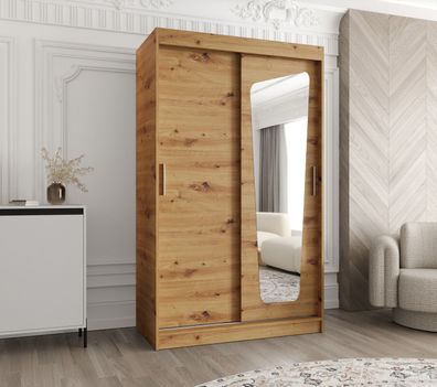 Schiebetürenschrank Aletschhorn 05, eine Spiegeltür, Farbe: Eiche Artisan, 1,2 M