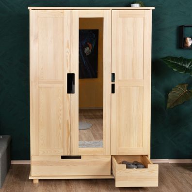 Kleiderschrank / Drehtürenschrank Kiefer massiv Vollholz natur 008 - Abmessung 1