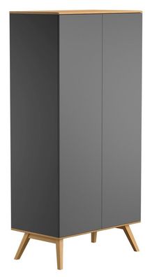 Drehtürenschrank / Kleiderschrank Naema 08, Farbe: Grau / Eiche - Abmessungen: 2