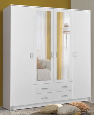 Neutraler Kleiderschrank mit zwei Schubladen Kovin 03, Farbe: Weiß, zwei Spiegel