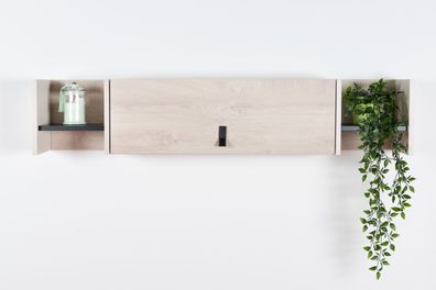 Jugendzimmer - Hängeschrank Aalst 12, Farbe: Eiche / Creme / Schwarz - Abmessung