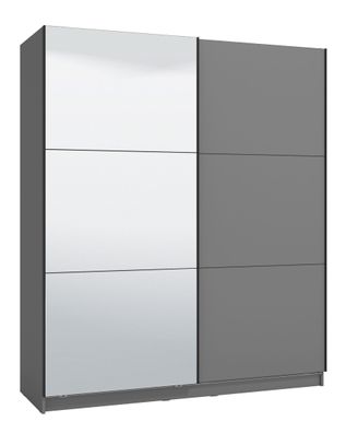 Kleiderschrank / Schiebetürenschrank mit einer Spiegeltür Kule 05, Farbe: Graphi